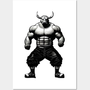 Strong bodybuilding bull Posters and Art